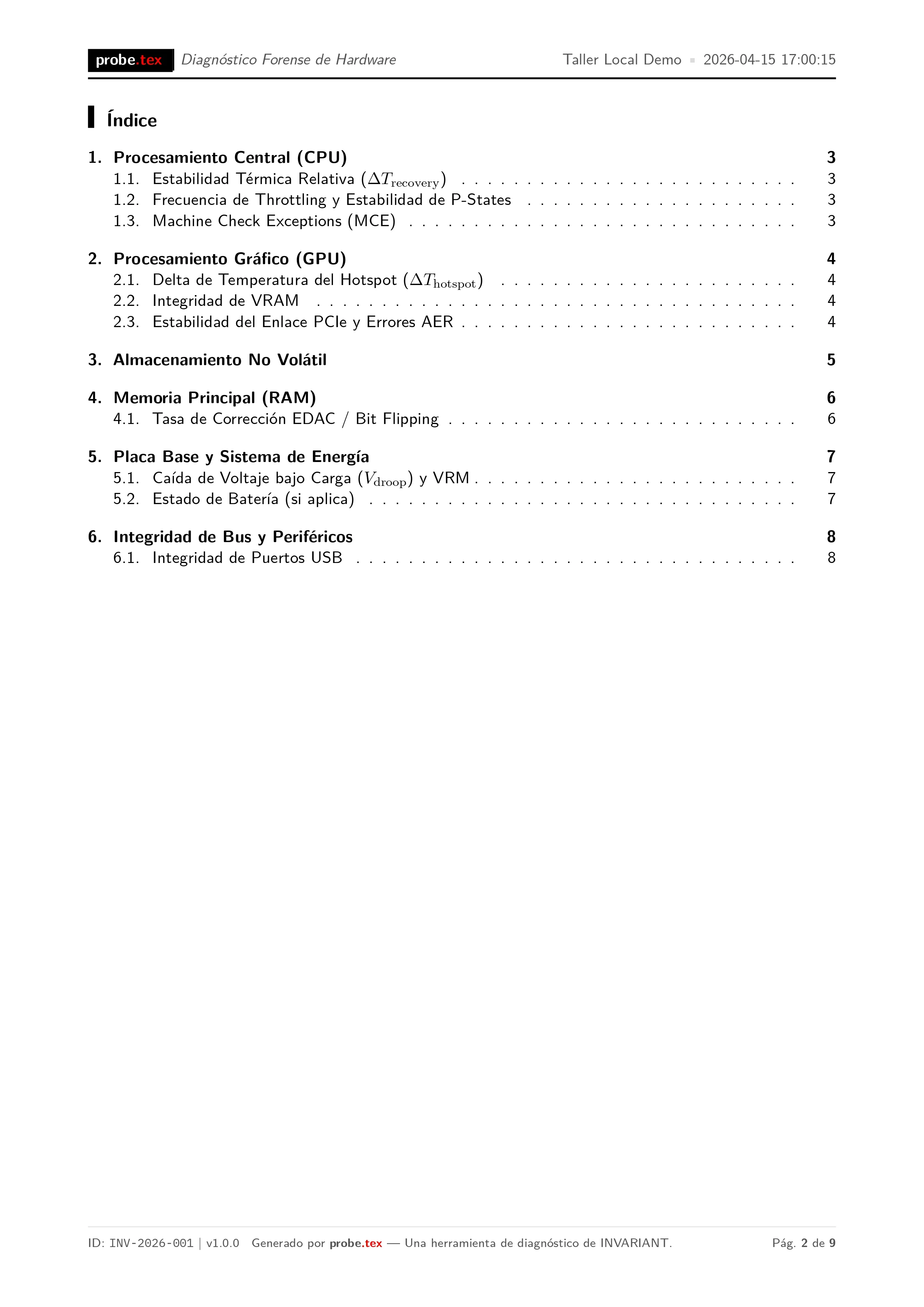 Página 2 del reporte forense — PDF compilado con LaTeX/Tectonic